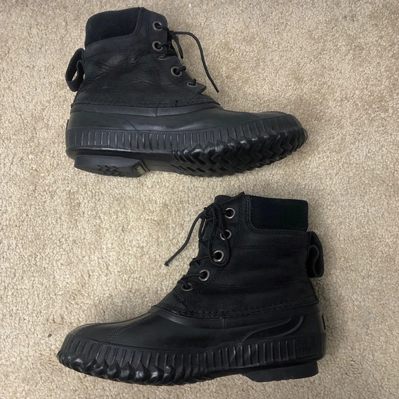 Sorel Cheyanne Black Leather Lace-up Waterproof Duck Boot Size 6.5 - Picture 7 of 12